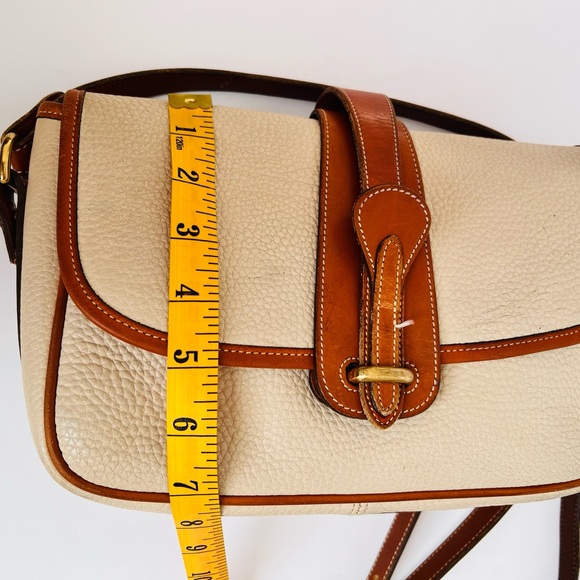 Dooney & Bourke All Weather Leather Small Flap Shoulder Bag British Tan Trim Vtg - Picture 10 of 16